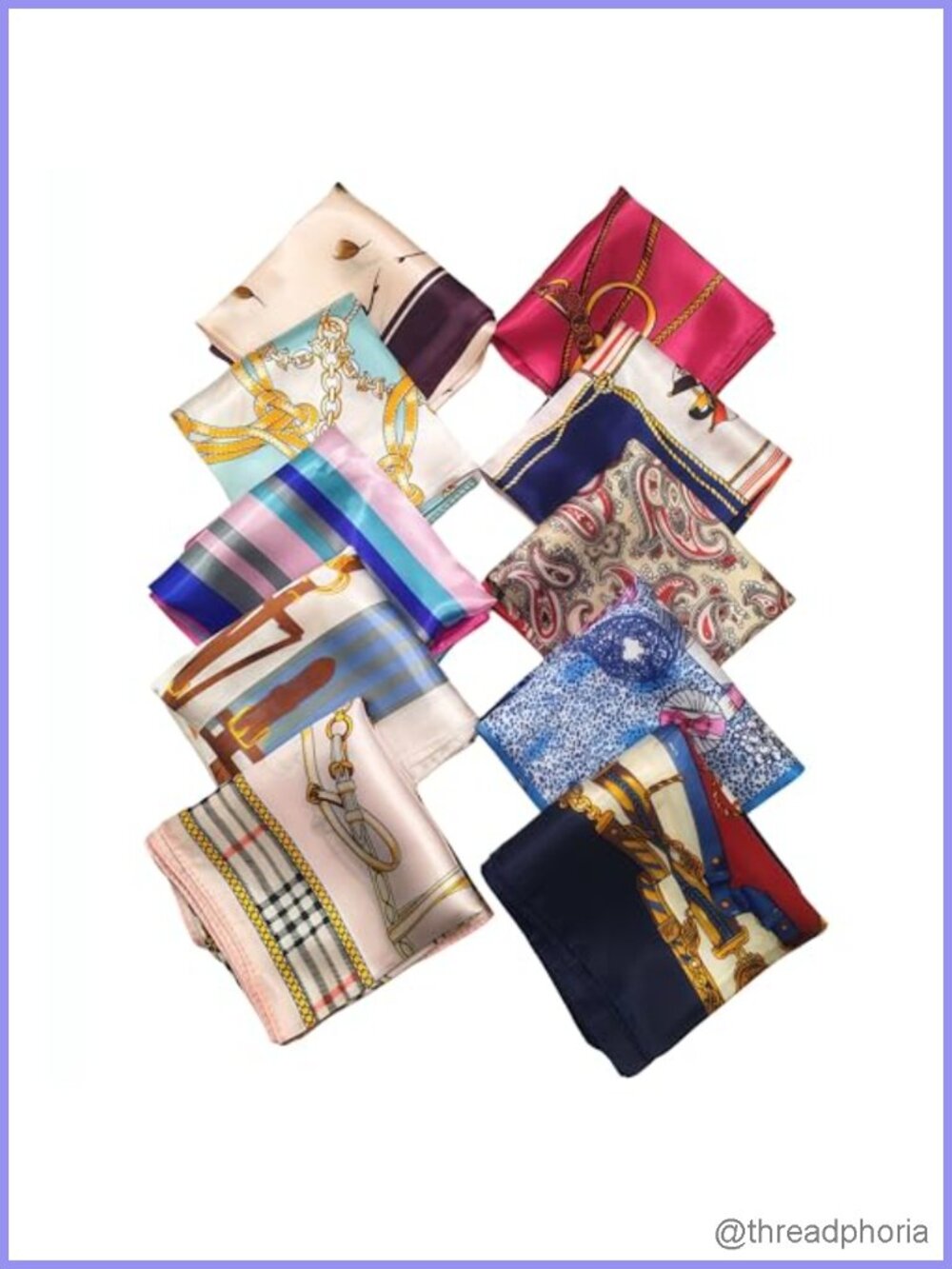 10 Pack Satin Scarf Set Square Headscarf Neck Scarf Silk Feeling Hair Accessory